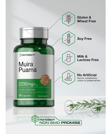 Muira Puama Extract 2200mg | 90 Capsules | Non-GMO & Gluten-Free Supplement - Buy Online on GoSupps.com