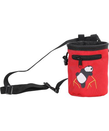 AMC Rock Climbing Panda Chalk Bag with Zipper Pocket - Red (6H x 4D) - Buy Online on GoSupps.com