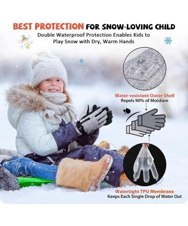 Hikenture Kids Snow Gloves | 3M Thinsulate Insulated Waterproof Winter Gloves - Grey, Small - Buy Online on GoSupps.com