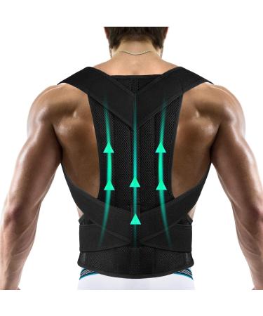 XS-4XL Plus Size Posture Corrector for Women and Men Adjustable Back Support Lumbar Brace Relief and Improve Posture for Neck HunchBack and Shoulder /1128 (Color : Black Size : L)
