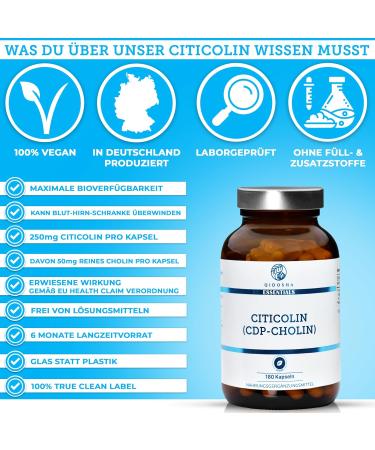 Qidosha CDP Choline Capsules - 180 Vegan Citicolin Capsules (250mg) | German Quality Lab Tested International Shipping - Buy Online on GoSupps.com