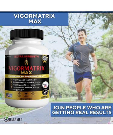GREENVIFY Vigormatrix Max Ashwagandha Premium Extract 60 Capsules Gluten Free Vegan Non-GMO (1) - Buy Online on GoSupps.com