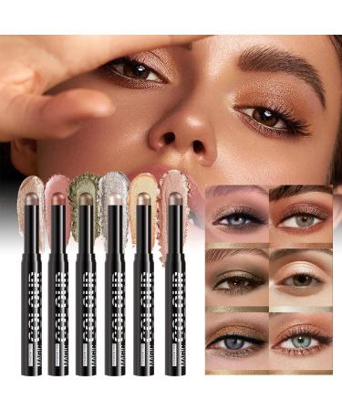 Creamy Eyeshadow Stick | 6 in 1 Glow Stick for Looks Multi-Use Matte & Shiny Makeup Pencil Eye Base - Intense Day and Evening Look - Buy Online on GoSupps.com