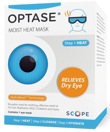 OPTASE Moist Heat Eye Mask for Dry Eyes - Dry Eye Mask with HydroBead Technology - Washable, Microwaveable Eye Compress for Dry Eyes - Dry Eye Therapy Mask Holds Heat for 10 Minutes - Step 1 Heat