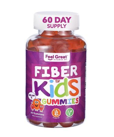Feal Great Fiber Gummies for Kids Digestive Support | Constipation Relief for Kids | Fruity Flavored Chewable Kids Fiber Gummies | Vegetarian Supplements | 60 Day Supply
