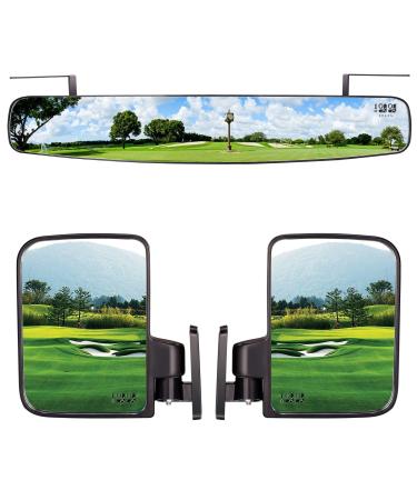 10L0L Newest Golf Cart Mirrors Contains Folding Side Mirrors and Rear View Mirror Universal for Club Car DS Precedent/EZGO TXT RXV/Yamaha
