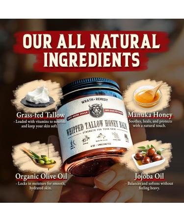 Organic Beef Tallow for Skin - 4 OZ (Unscented) Grass Fed Beef Tallow for face + Body US-Made Whipped Tallow and Honey Balm Moisturizer for Dry and Sensitive Skin Eczema Rosacea (No Additives) Unscented 4oz - Buy Online on GoSupps.com