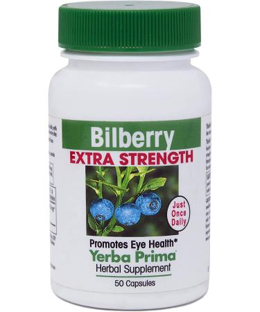 Yerba Prima Bilberry Extra Strength 50 Capsules - Antioxidant Support & Eye Health - Buy Online on GoSupps.com