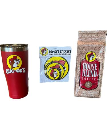 Buc-ee s Coffee Lover s Bundle: 1 Buc-ee s Ground House Blend Coffee (12 oz. bag) + 1 20 oz. Buc-ee s Tumbler + 12 Buc-ee s Peel and Stick Decals - Buy Online on GoSupps.com