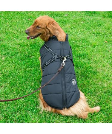 Tineer Winter Pet Coat with Harness | Waterproof Fleece Lined Warm Jacket for Large Dogs | XL Black - Buy Online on GoSupps.com