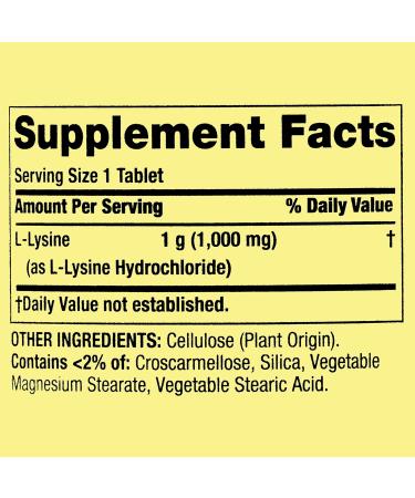 L-Lysine 1000mg Tablets Essential Amino Acid for Immune Support Collagen Formation and Skin Health High-Potency Lysine Supplement 100 Count Gluten-Free (Pack of 1) - Buy Online on GoSupps.com