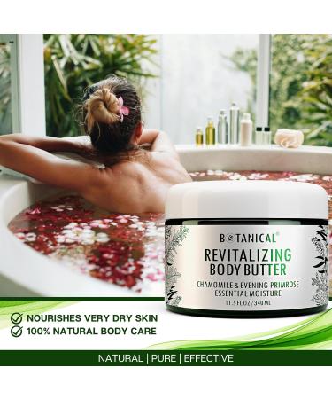 Botanical Revitalizing Body Butter | Organic Evening Primrose & Chamomile | Natural Skincare | 11.5 fl oz (340 ml - Buy Online on GoSupps.com