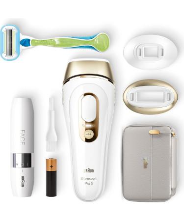 Braun IPL Silk Expert Pro 5 Hair Removal Device for Women - 2 Attachments Facial Hair Remover Laser Hair Removal Alternative - PL5159 - Designed in Germany White/Gold - Buy Online on GoSupps.com