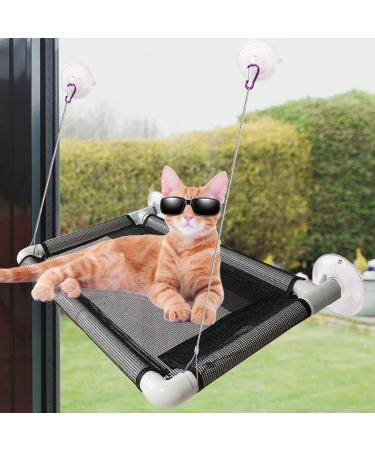 Cat Window Perch, Backagin Cat Window Hammock, Cat Hammock Window Seat with Sturdy Suction Cups- Cat Window Bed Safety Holds Two Large Cats (Up to 38.6lbs) , Space Saving Window Mounted Cat Bed no pads