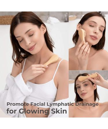 Natural Bristle Dry Brushing Body Spa Set with Face Cleansing Brush - Lymphatic Drainage & Cellulite Massager for Radiant Skin - Buy Online on GoSupps.com