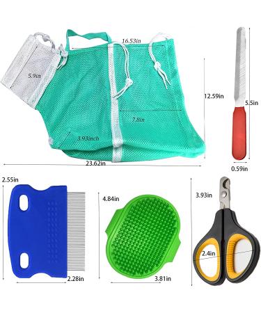 Adjustable Cat Bathing Bag Set with Nail Clippers - Anti-Bite & Scratch Mesh Grooming Restraint Bag - Green - Buy Online on GoSupps.com