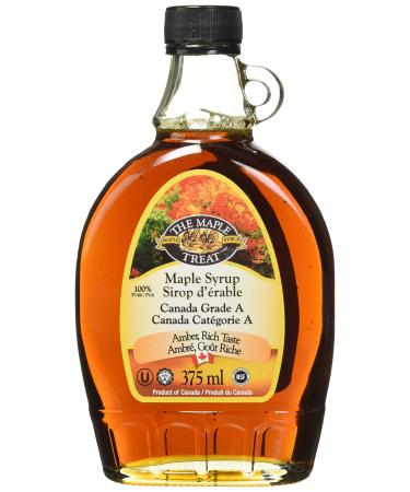 The Maple Treat 100% Pure Maple Syrup Amber Rich Taste. 375 ml Glass Bottle