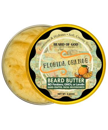 Florida Orange - Thick Whipped Beard Butter - Natural Organic & Crafted in USA by Beard of God Conditions Moisturizes & Tames Facial Hair