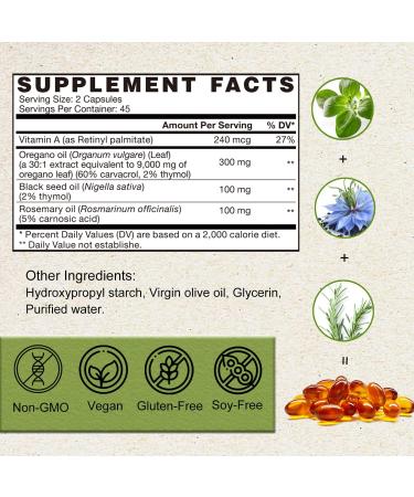 VEGEPOWER Oil of Oregano with Black Seed Oil, 4 in 1 Oil of Oregano Vegan Softgels Supplement - with Carvacrol, Thymol, Rosemary and Vitamin A to Help Support Immune & Gut Health, Non-GMO, 90 Counts - Buy Online on GoSupps.com