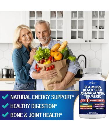 NEW AGE Sea Moss Capsules Black Seed Oil Ashwagandha Turmeric Bladderwrack Burdock - with Manuka Honey Dandelion ACV Black Pepper Gluten Free 60 Count (Pack of 2) - Buy Online on GoSupps.com