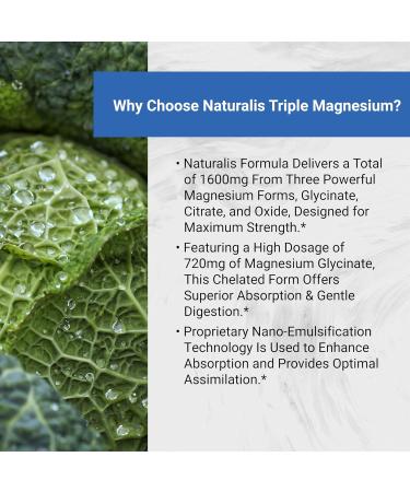 Naturalis Vegan Triple Magnesium Complex | Chelated Glycinate Citrate & Oxide 1600mg Delivers 250mg Elemental Magnesium | Easily Absorbed for Stress Muscle Heart Bone Support* | 60 Softgels 60 Count (Pack of 1) - Buy Online on GoSupps.com