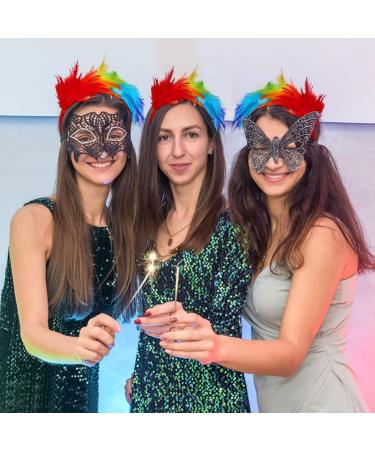 Colorful Feather Fascinator Feather Headbands Gay Pride Carnival Headdress Rainbow Headbands Wome Cosplay Feather Headdress Bridal Headpiece for Halloween Wedding Party(Rainbow) - Buy Online on GoSupps.com