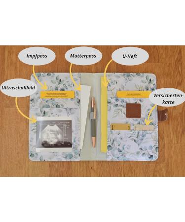 Love My Baby Mother Pass Cover | Document Bag for German Mother Pass | U-Booklet Organizer with Magnetic Lock & 7 Subjects | Eucalyptus (White-Mint) - Buy Online on GoSupps.com