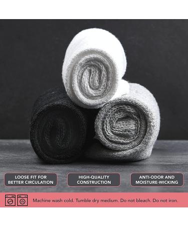 Crew Cotton Diabetic Socks for Men and Women - Size 13-15, Black (6 Pairs) - Buy Online on GoSupps.com