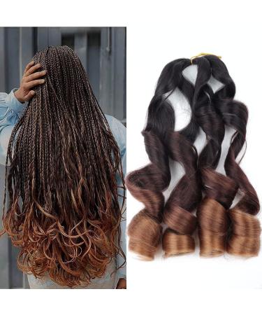 LMZIM French Curl braiding hair 22 inch Bouncy Braiding Hair 9 Pack French Curles Synthetic Hair Extensions French Curly Braiding Hair Wavy ends Pre Streched Curly Braiding Hair 22 Inch ( Pack of 9 ) 1b/33/30