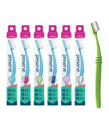 Preserve Eco Friendly Adult Toothbrushes  Made in The USA from Recycled Plastic  Ultra Soft Bristles  Colors Vary  6 Count Colors Vary 6 Count (Pack of 1)