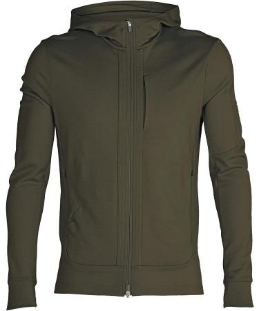 Icebreaker Merino Men's Quantum III Long Sleeve Wool Athletic Zip Up Hoodie - Loden Green - Size Large - Buy Online on GoSupps.com