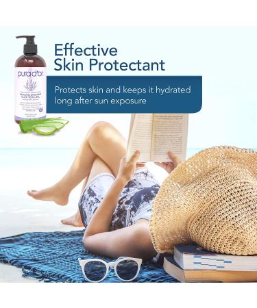 PURA D'OR Organic Aloe Vera Gel Jasmine (16oz) - Deeply Hydrating & Moisturizing - All Natural, No Artificial Preservatives - Sunburn, Bug Bites, Rashes, Eczema Relief - For Skin & Hair - Buy Online on GoSupps.com