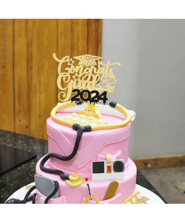 1Pc Congrats Grad 2024 Cake Topper Glitter Diploma Graduation Cap Cake Pick Congrats Class of 2024 Cake Decorations for 2024 Graduation Theme High School Boys Girls Graduate Party Supplies Gold - Buy Online on GoSupps.com
