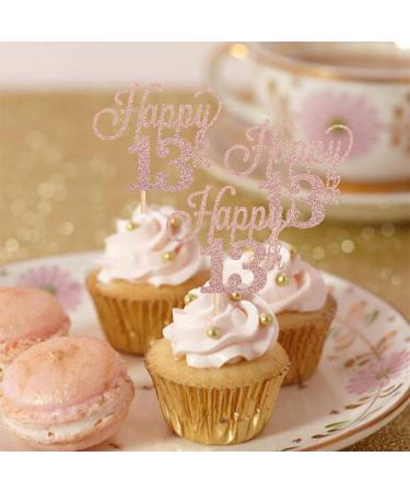 Pack of 24 13 Cupcake Toppers Glitter "Happy 13th Birthday" Cake Toppers Number 13 Eightteen Sweet 13 Birthday Wedding Anniversary Party Cake Decorations Accessories Rose Gold - Buy Online on GoSupps.com