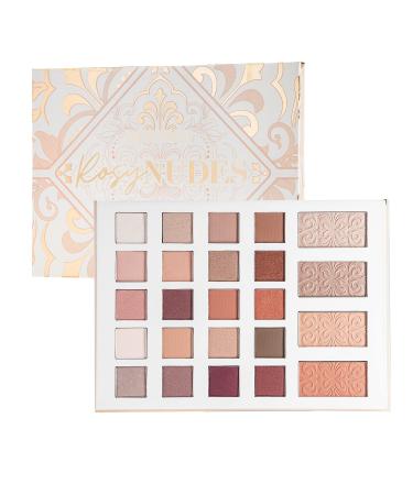 ELLEN TRACY Eyeshadow Palette - Matte  Shimmer  Glitter  and Metallic Eye Makeup in 24 Unique Rosy Nude Shades  Ultra-Blendable  Long Lasting  Eye Make Up Rosy Nudes