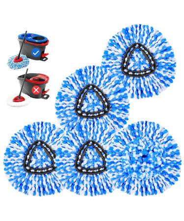 KEEPOW Spin Mop Replacement Head Microfiber Refills Compatible with EasyWring RinseClean 2 Tank Bucket System, 5 Pack Blue,5 Pcs