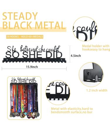 Goutoports Medal Holder Display Hanger Rack Frame for Sport Race Runner-She Believed She Could -Sturdy Black Steel Metal Over 60 Medals Easy to Install - Buy Online on GoSupps.com