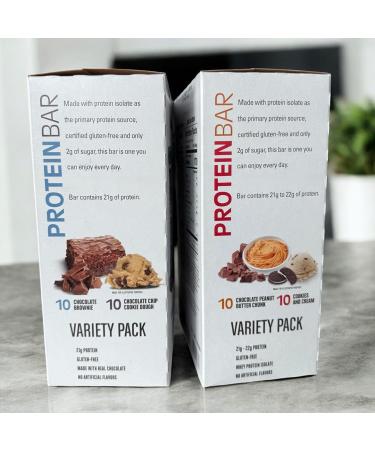 Kirk LAND's Combo Pack Signature Protein Bar Variety Pack 40 Counts Gluten-Free 21-22g Protein 10 Chocolate Brownie 10 Cookie Dough 10 Peanut Butter 10Cookies & Cream Flavors (2-Packs Variety boxes) - Buy Online on GoSupps.com