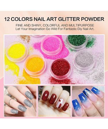 Morovan Acrylic Nail Kit - 12 Colors Glitter Powder & Monomer Liquid Set for 3D Manicure DIY | Nail Art Decoration Set for Beginners - Buy Online on GoSupps.com