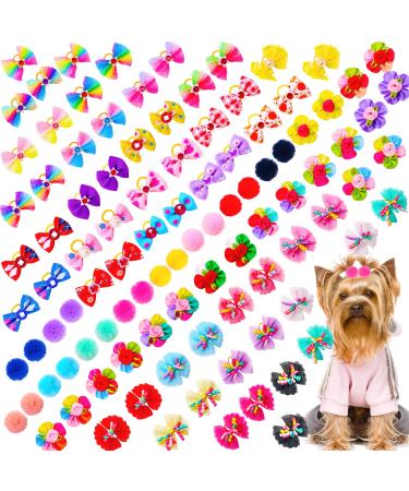 Mruq pet 100pcs Small Dog Hair Bows, Bulk Dog Bows with Rubber Bands, Mix Dainty Pretty Puppy Pet Dog Grooming Hair Bows, Handmade Multicolor Dog Bows for Cat Dog Rabbit Hair Accessories Mix 100pc - Buy Online on GoSupps.com
