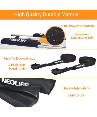 WONITAGO Soft Roof Rack Pads + 15 Ft Tie Down Straps - Surfboard SUP Snowboard - 28 inch - Blue/Black - Pair - Buy Online on GoSupps.com
