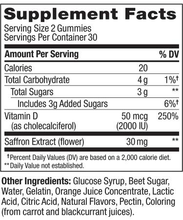 OLLY Hello Happy Gummy Worms - Mood Balance Support with Vitamin D & Saffron - 60 Count - Buy Online on GoSupps.com