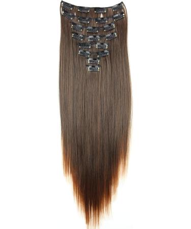 CAISHA by PRETTYSHOP XXL 24 Brown Mix Clip In Extensions 8 Pieces Set | Straight Hair Extension Hairpiece CES20 - Buy Online on GoSupps.com