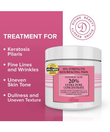 Glycolic Acid 20% Resurfacing Pads with Vitamins B5, C & E - 50 Peel Pads for Smooth Skin, Reduce Wrinkles - Buy Online on GoSupps.com