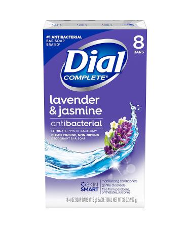 Dial Complete Antibacterial Bar Soap, Lavender & Jasmine Scent, 4 Oz - 8 Count (Pack of 4) - Buy Online on GoSupps.com