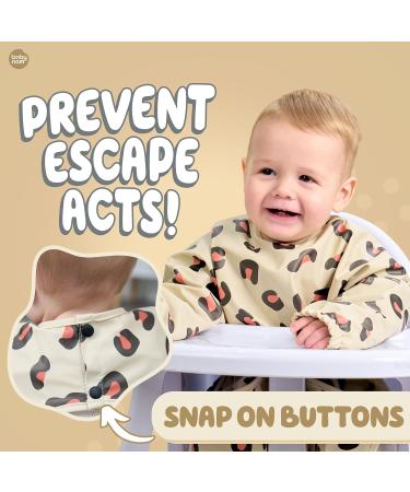 Baby Nom Waterproof Sleeved Weaning Bib for 6-12 Months - Baby Led Weaning Coverall Bibs for Feeding Toddlers - Beige Apron Bib for Babies - Buy Online on GoSupps.com