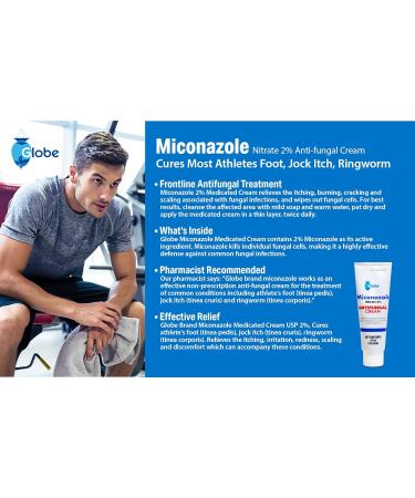 2 Pack Miconazole Nitrate 2% Cream (4 oz) for Athlete's Foot, Jock Itch, Ringworm - Fast Relief (2 Pack) - Buy Online on GoSupps.com