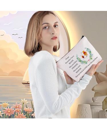 LEVLO Braver Stronger Smarter Zippered Cosmetic Bag for Women & Girls | Stylish Winnie Bag - Shop Internationally - Buy Online on GoSupps.com