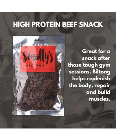 Smally's Biltong Chilli - High Protein Beef Snack | Gluten Free, Low Fat, No Added Sugar | 500g Pack (1 Count) - Buy Online on GoSupps.com