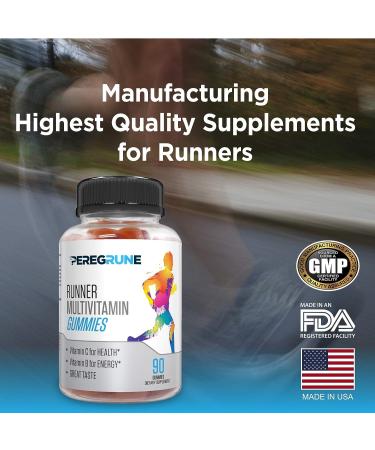 PEREGRUNE Runner Multivitamin Gummy - Fruit Flavored Daily Vitamin for Running | With Vitamins A, C, D, E, and B Complex | 50% Less Sugar | Supports Health Recovery, Endurance, and Energy - Buy Online on GoSupps.com